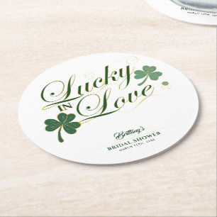Porta-copo De Papel Redondo Sortudo no Amor St Patrick's Chá de Noiva Moderno