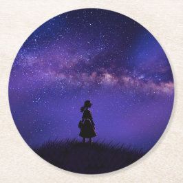 Porta-copo De Papel Redondo Sozinha e Starry Night