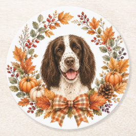 Porta-copo De Papel Redondo Springer Spaniel Autumn Coaster