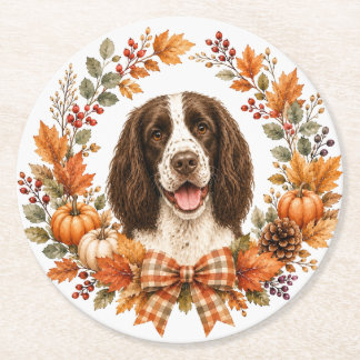 Porta-copo De Papel Redondo Springer Spaniel Autumn Coaster