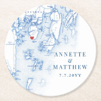 Spruce Point Maine Map Elegante Blue Weddera Favor