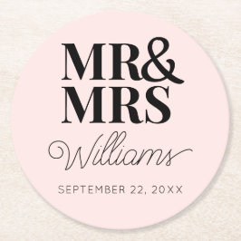 Porta-copo De Papel Redondo Sr. Elegant Festa de noivado de ensaio clássico