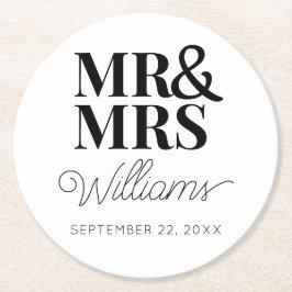 Porta-copo De Papel Redondo Sr. Elegant Festa de noivado de ensaio clássico