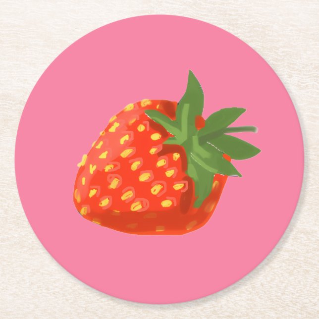 Porta-copo De Papel Redondo Strawberry (Frente)