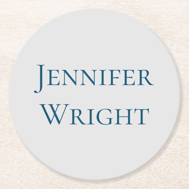 Porta-copo De Papel Redondo Substitua pelo seu nome Classical Plain (Frente)