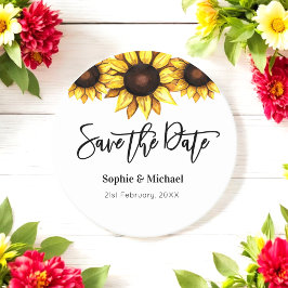 Porta-copo De Papel Redondo Sunflower Save the Date Weding