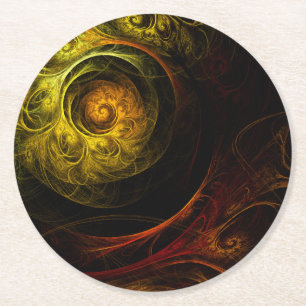 Porta-copo De Papel Redondo Sunrise Floral Red Abstrato Art