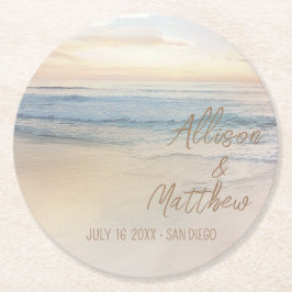 Porta-copo De Papel Redondo Sunset Beach Wedding