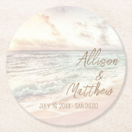 Porta-copo De Papel Redondo Sunset Beach Wedding