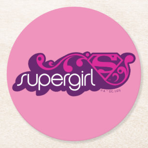 Porta-copo De Papel Redondo Supergirl Groovy Name e S-Shield