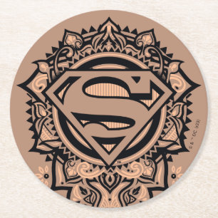 Porta-copo De Papel Redondo Supergirl Mandala Graphic