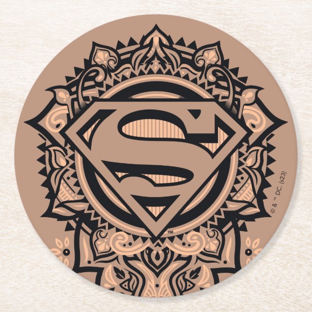 Porta-copo De Papel Redondo Supergirl Mandala Graphic (Frente)