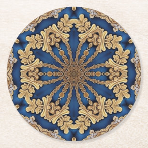 Porta-copo De Papel Redondo Suporte de Papel Decorativo Dourado Azul