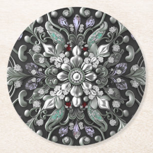 Porta-copo De Papel Redondo Suporte de Papel Decorativo Roxo Prata