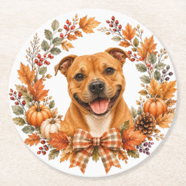 Porta-copo De Papel Redondo Suporte para copos Staffordshire Bull Terrier