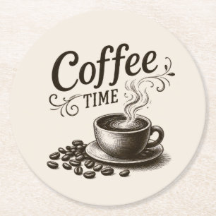 Porta-copo De Papel Redondo Suportes de Papel Coffee Time