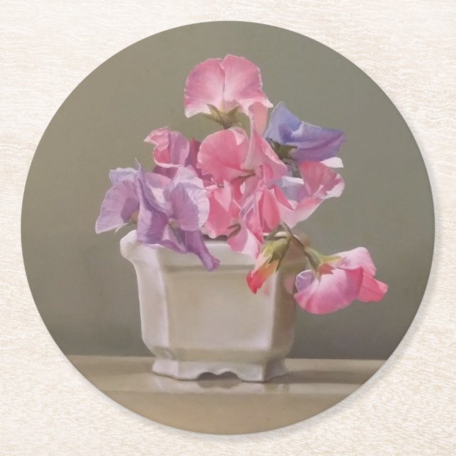 Porta-copo De Papel Redondo Sweet Peas Coaster (Frente)