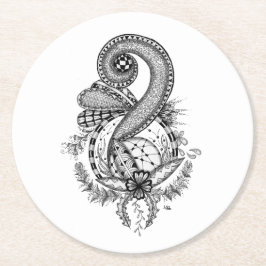 Porta-copo De Papel Redondo Tangle Art: Florales Motiv -