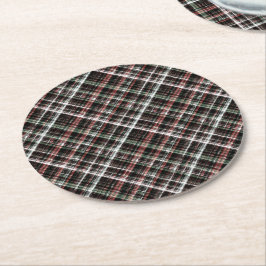 Porta-copo De Papel Redondo Tartan de Natal texturizado.