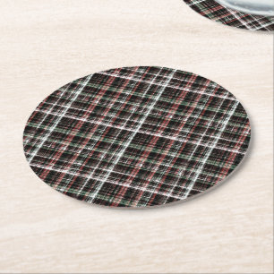 Porta-copo De Papel Redondo Tartan de Natal texturizado.