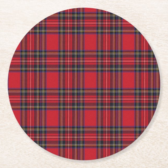 Porta-copo De Papel Redondo Tartan real de Stewart (Frente)