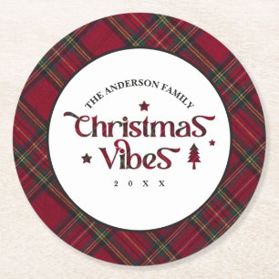 Porta-copo De Papel Redondo Tartan Treasures: Víblias de Natal Retroativas