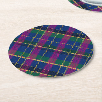 Porta-copo De Papel Redondo Tartan Winter Heritage | Diamante Cobalto e Magent