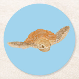 Porta-copo De Papel Redondo Tartaruga marinha debaixo de água - transparente.