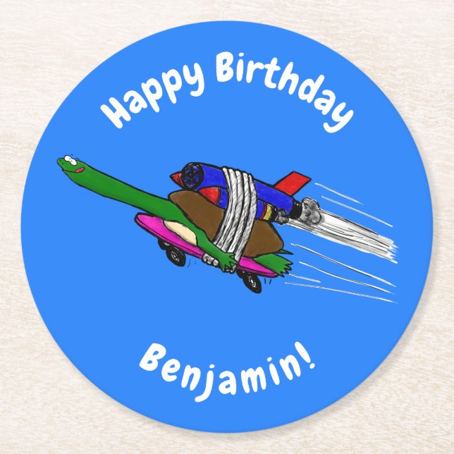 Porta-copo De Papel Redondo Tartaruga voadora (Frente)