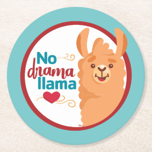 Porta-copo De Papel Redondo Teal Sem Drama Llama (Quente)