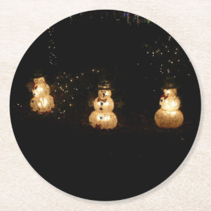 Porta-copo De Papel Redondo Tela de luz de feriado Snowman