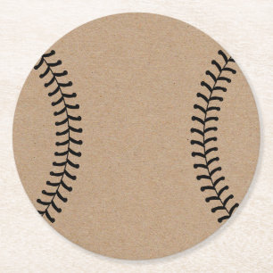 Porta-copo De Papel Redondo Tema de Esportes de Beisebol Kraft Rústico