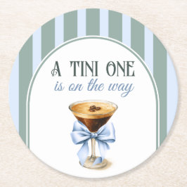 Porta-copo De Papel Redondo Tema Do Café Espresso Martini Chá de fraldas Azul