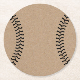 Porta-copo De Papel Redondo Tema Esportivo de Beisebol Rustic Kraft