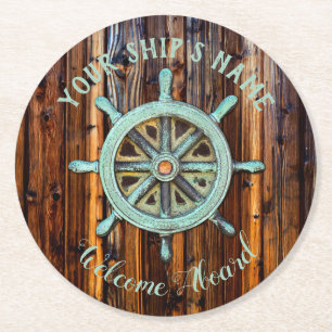 Porta-copo De Papel Redondo Tema Náutico Capretes de Bronze Roda