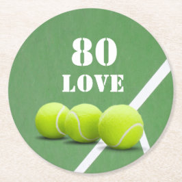 Porta-copo De Papel Redondo Ténis Aniversário de 80 anos com amor para jogador