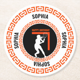 Porta-copo De Papel Redondo Tennis Birthday, Tennis Girl Player