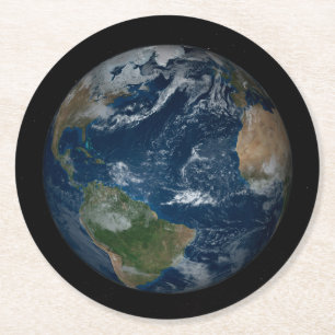 Porta-copo De Papel Redondo Terra Com Nuvens E Gelo Marinho