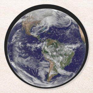 Porta-copo De Papel Redondo Terra De cheio Mostrando Uma Tempestade De Inverno