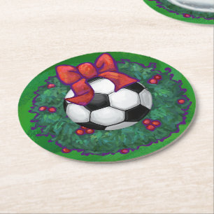 Porta-copo De Papel Redondo Terra de Natal da Bola de Futebol