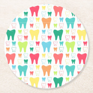 Porta-copo De Papel Redondo Teste padrão colorido dos dentes
