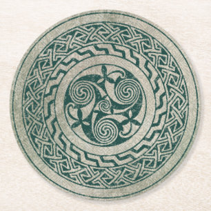 Porta-copo De Papel Redondo Teste padrão irlandês do medalhão de Knotwork d