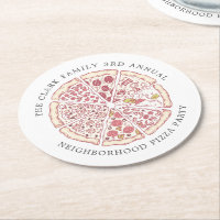 Texto Personalizado do Evento Pizza | Papel redond