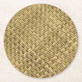 Porta-copo De Papel Redondo Textura de palha tecida