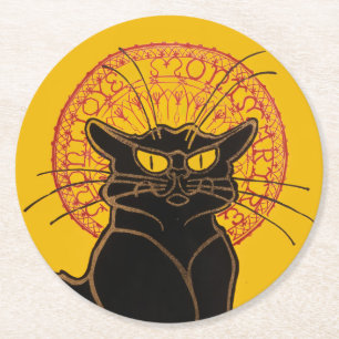 Porta-copo De Papel Redondo Theophile Steinlen - Le Chat Noir Vintage