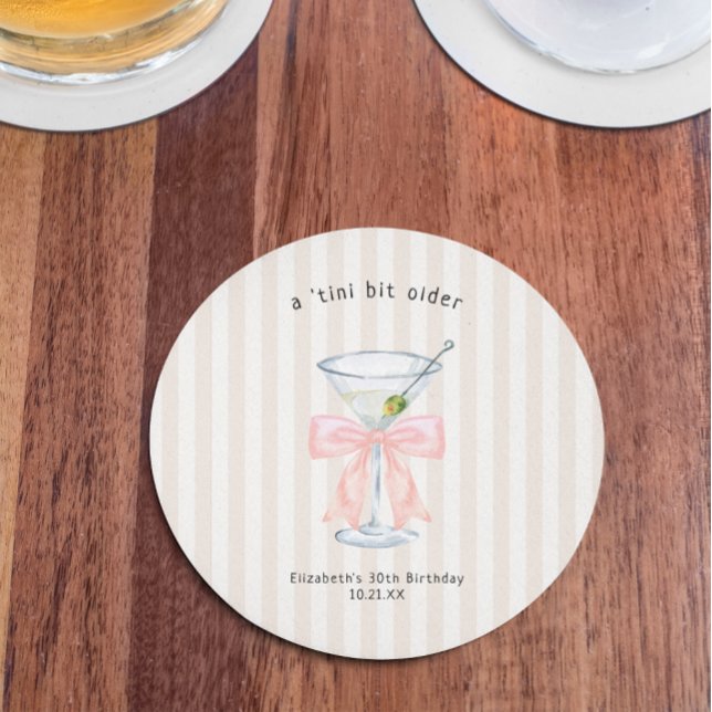 Porta-copo De Papel Redondo Tini Bit Antigo | Martini Themed Birthday (Criador carregado)