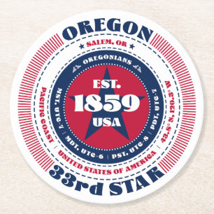 Porta-copo De Papel Redondo Tipografia Azul Branco Oregon