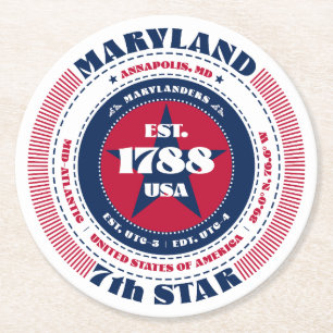 Porta-copo De Papel Redondo Tipografia Azul Vermelho de Maryland