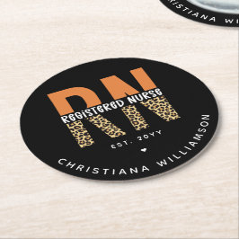 Porta-copo De Papel Redondo Tipografia de Leopard Enfermeira Registrada do RN 