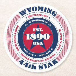 Porta-copo De Papel Redondo Tipografia do Wyoming Red White Blue